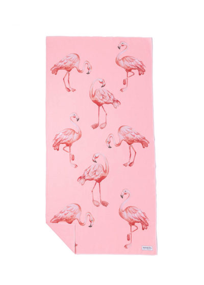 NAYAVITA Umweltfreundliches und nachhaltiges rosa Flamingo Strandtuch Vorderseitse