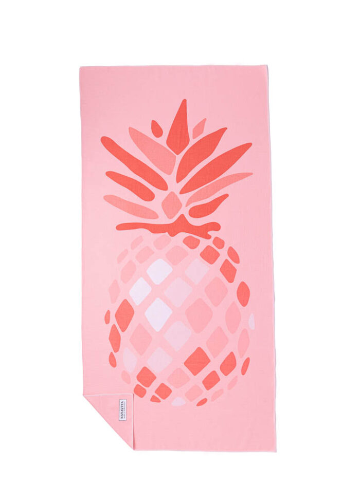 NAYAVITA reisen wandern picknicken camping strand Handtuch ANANAS ROSA Ruckseite