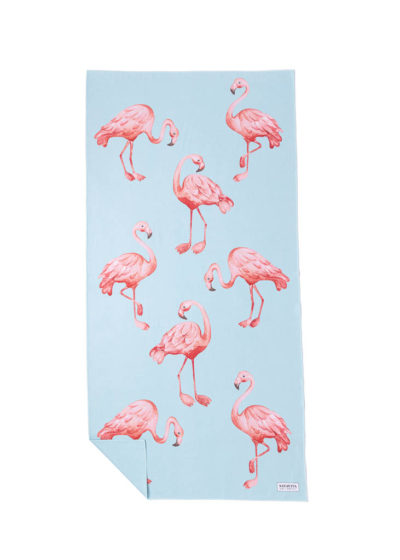 NAYAVITA Designer Strandtuch aus Mikrofaser Blue Flamingo Vorderseite