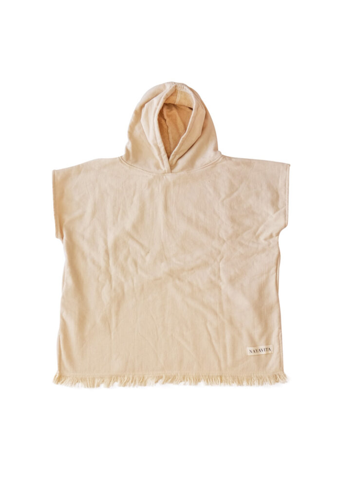 NAYAVITA hooded kids poncho towel natural