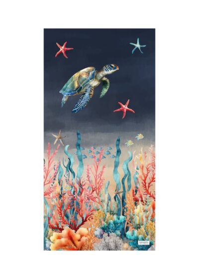 NAYAVITA modrá plážová osuška s želvou rychleschnoucí ručník funkční ručník osuška na pláž na cesty s korály podmořský svět oceán blue beach towel sea world ocean with turtle strandtuch strandhandtuch
